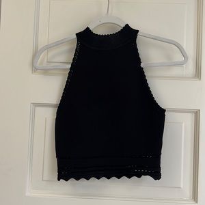 Zara Black High Neck Crop Top Size Small